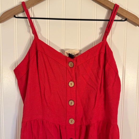 Universal Thread Women’s Adjustable Spaghetti Straps Red Button-Down Sundress M - Picture 2 of 12